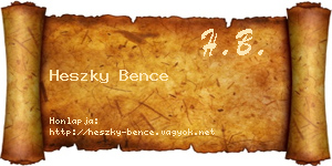 Heszky Bence névjegykártya