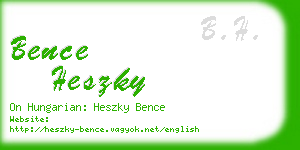 bence heszky business card